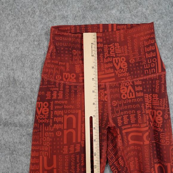 Lululemon Leggings Womens 2 Wunder Train Contour Fit High Rise Logo Red 25" - Picture 3 of 9